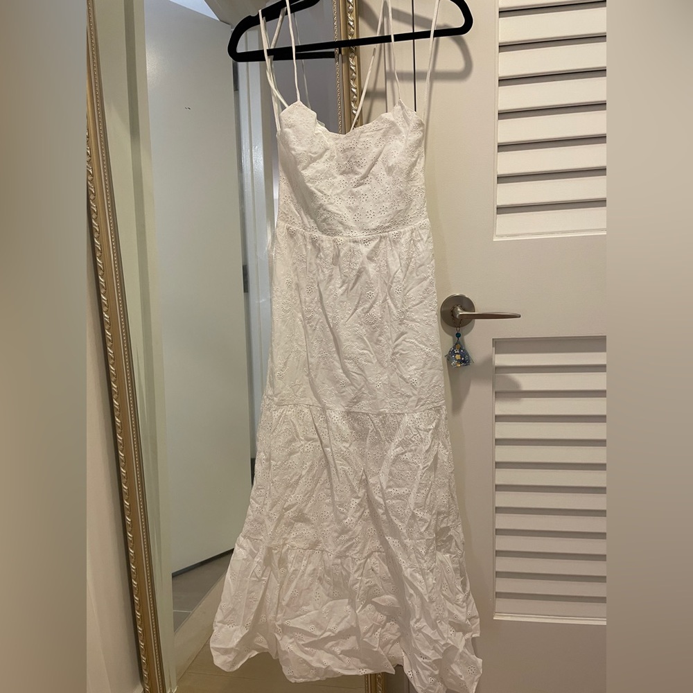 & Other Stories White Strappy Tiered Midi Dress (2) (NWT)